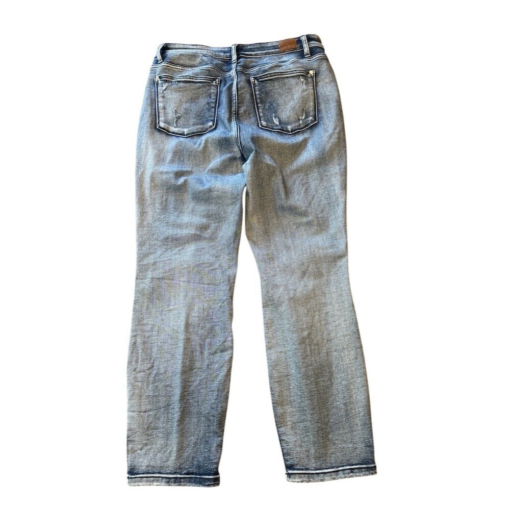 Judy Blue Womens Size 15 Boyfriend Jeans High Rise Blue Distressed - Picture 3 of 8
